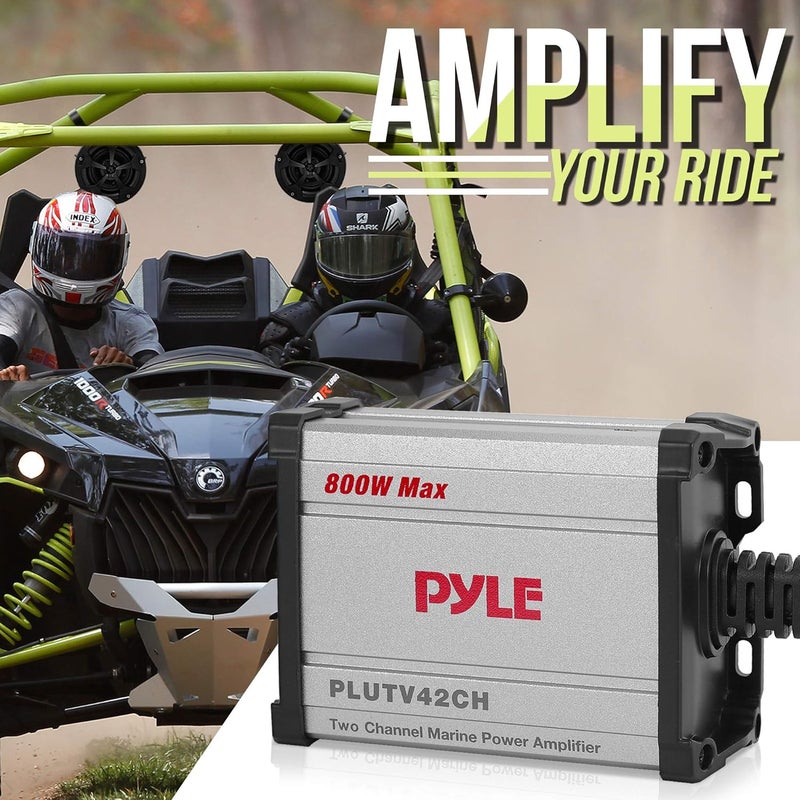 Pyle 800W Marine Speakers with Amplifier - 4" Waterproof Full Range Water Resistant Stereo Tower Speakers System with RCA, AUX, and MP3 Audio Input Cable for ATV, UTV, 4x4, Quad, Jeep, Boat - Image 5